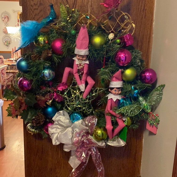 Other - 24” pink elves Christmas wreath $75.00